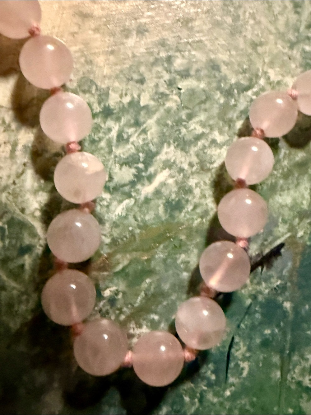 Vintage Genuine Rose Quartz Beaded Vintage Necklace - Picture 9 of 12